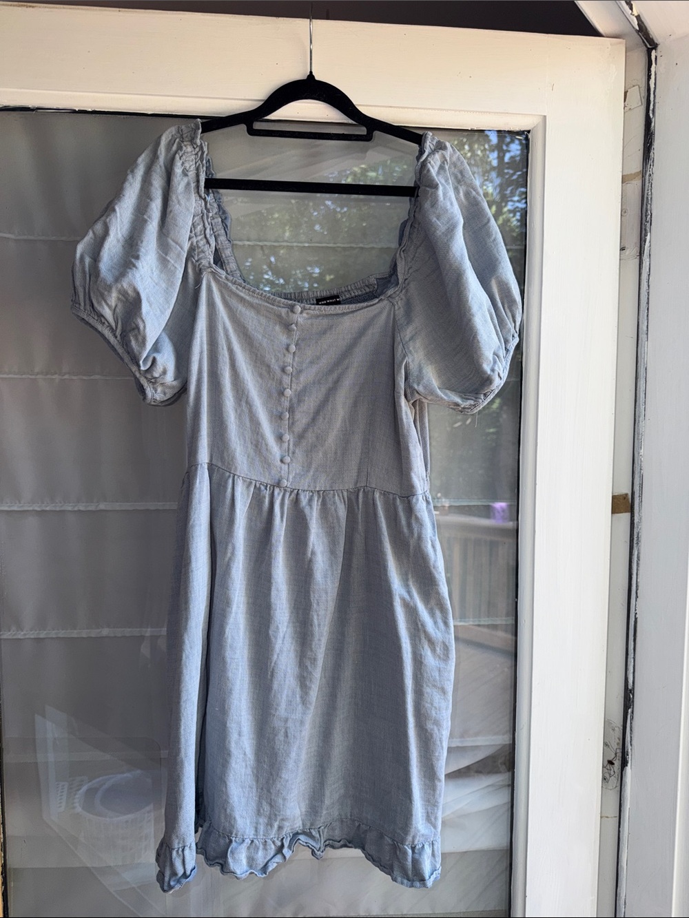 Who What Wear Light Blue Puff-Sleeve Mini Dress